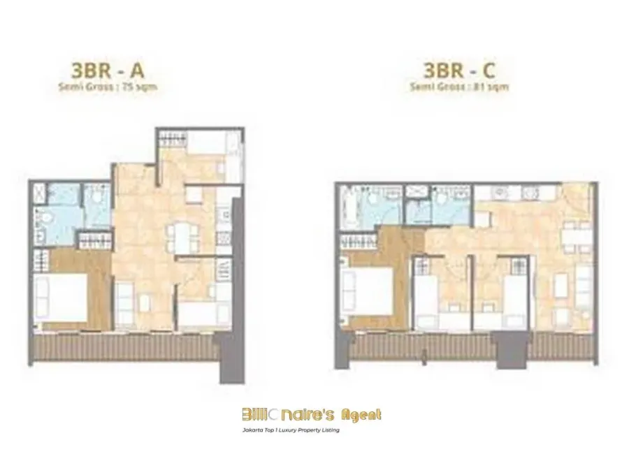 Billionaire's Agent - Dijual Apartemen tipe 3 Kamar di KIZO Residence, Jakarta Selatan